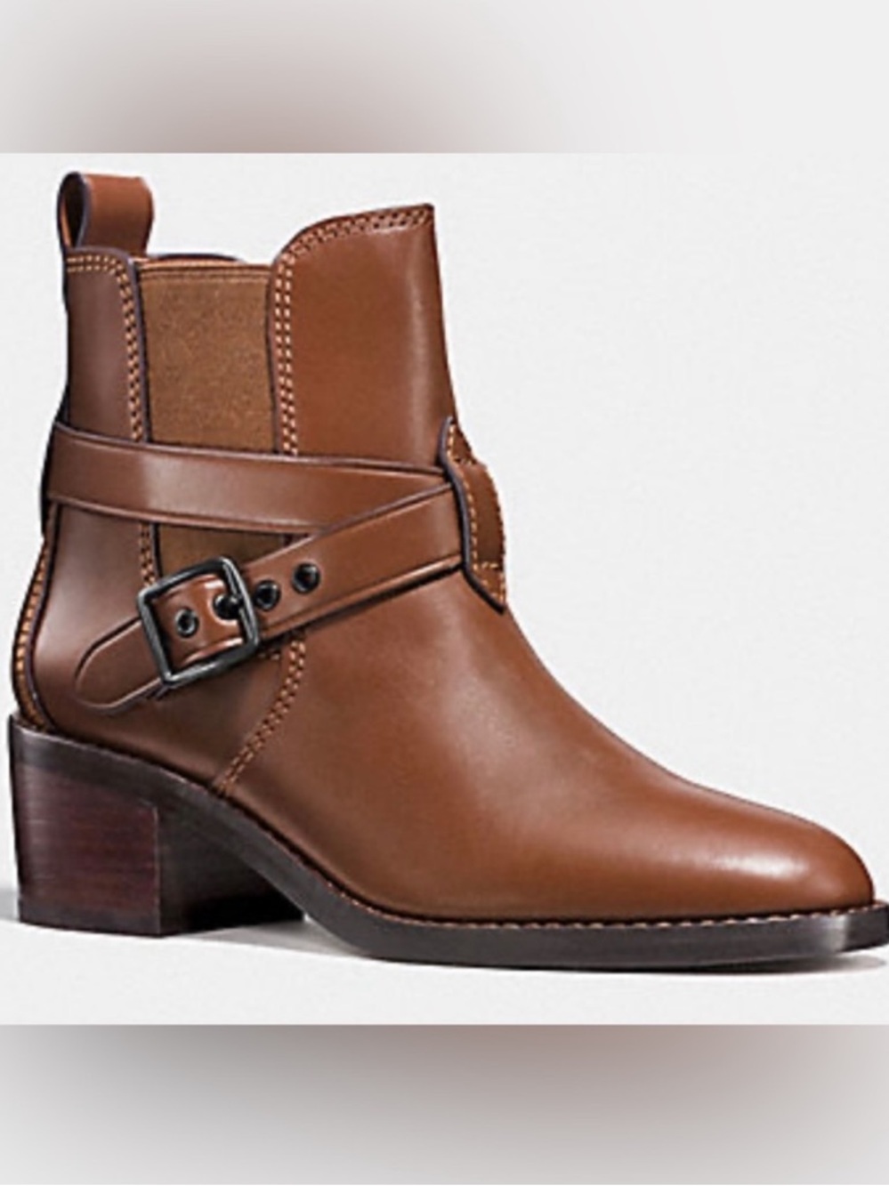 Coach Chelsea Dark Saddle Buckle Ankle Heel Booties Womens Boot
Size 11